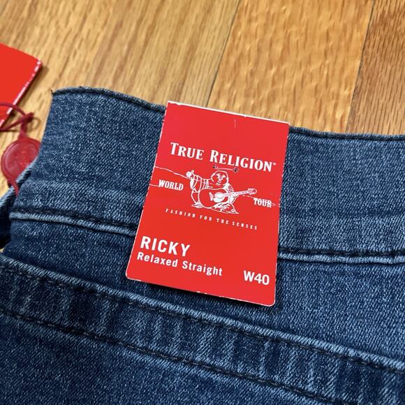 True Religion Ricky Relaxed Straight NWT 40Tag 43x30 SRP 159 Stretch Jeans Denim - Picture 3 of 12